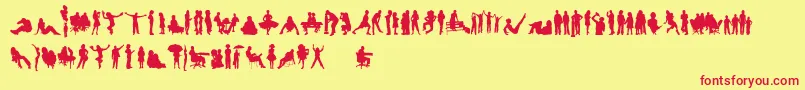 HumanSilhouettesFreeFour Font – Red Fonts on Yellow Background