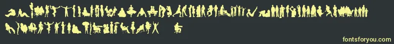 HumanSilhouettesFreeFour Font – Yellow Fonts on Black Background