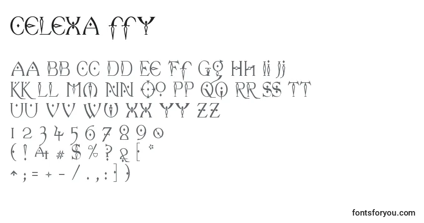 Schriftart Celexa ffy – Alphabet, Zahlen, spezielle Symbole