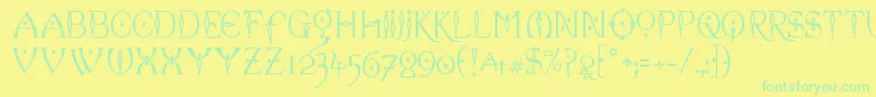 フォントCelexa ffy – 黄色い背景に緑の文字