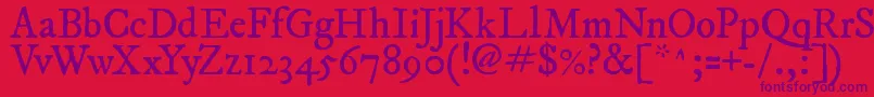 Fepirm2-Schriftart – Violette Schriften auf rotem Hintergrund
