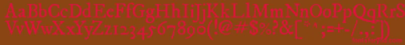 Fepirm2-Schriftart – Rote Schriften auf braunem Hintergrund