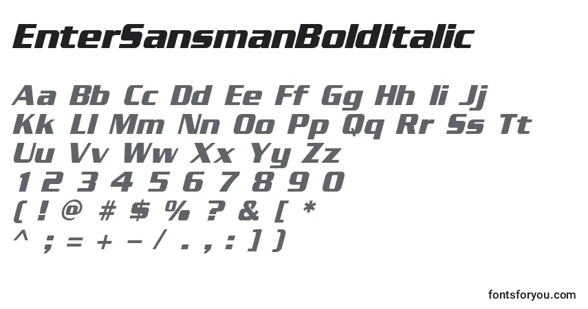 Czcionka EnterSansmanBoldItalic – alfabet, cyfry, specjalne znaki