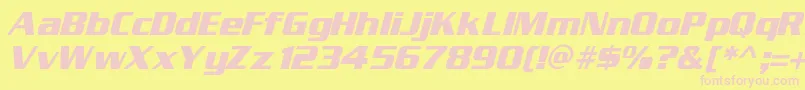 EnterSansmanBoldItalic-fontti – vaaleanpunaiset fontit keltaisella taustalla
