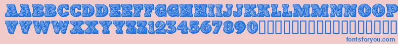 Paisleycaps-Schriftart – Blaue Schriften auf rosa Hintergrund