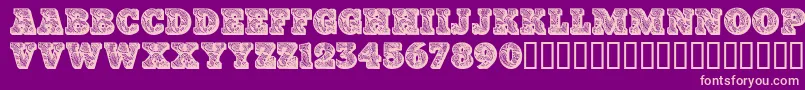 Paisleycaps-Schriftart – Rosa Schriften auf violettem Hintergrund