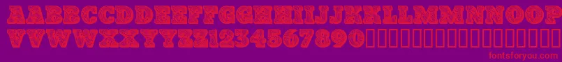 Paisleycaps-Schriftart – Rote Schriften auf violettem Hintergrund