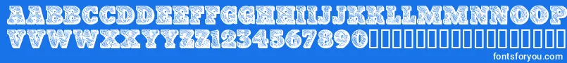 Paisleycaps Font – White Fonts on Blue Background