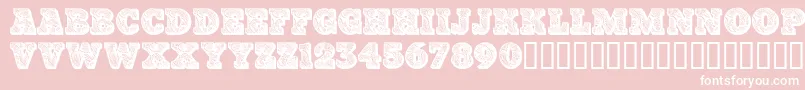 Paisleycaps-Schriftart – Weiße Schriften auf rosa Hintergrund