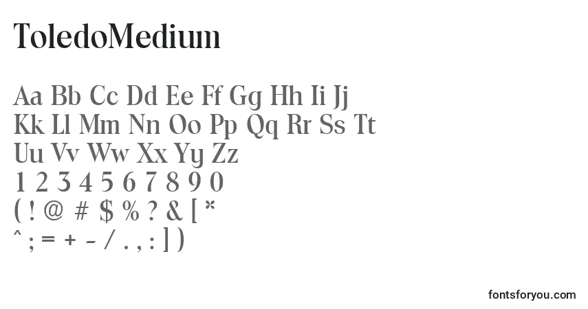 Schriftart ToledoMedium – Alphabet, Zahlen, spezielle Symbole