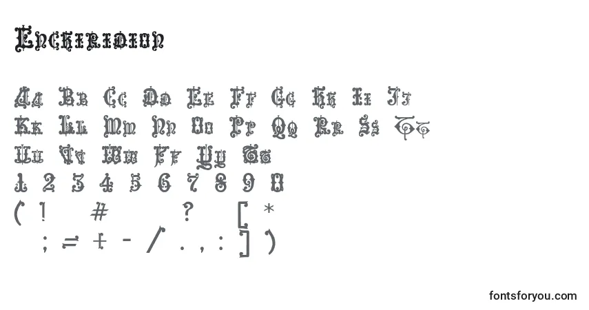 Czcionka Enchiridion – alfabet, cyfry, specjalne znaki