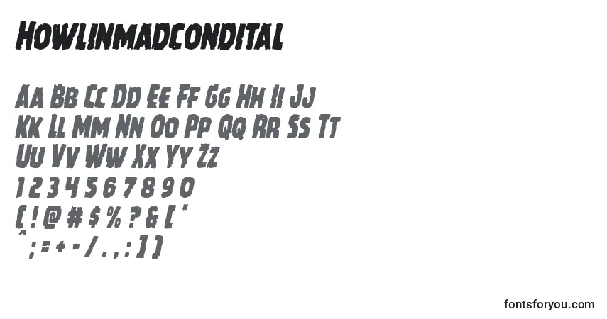 Шрифт Howlinmadcondital – алфавит, цифры, специальные символы
