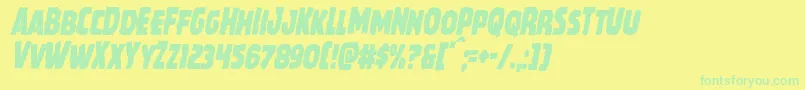 フォントHowlinmadcondital – 黄色い背景に緑の文字