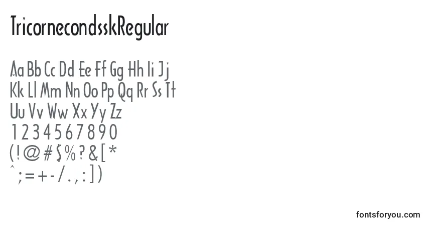 Czcionka TricornecondsskRegular – alfabet, cyfry, specjalne znaki