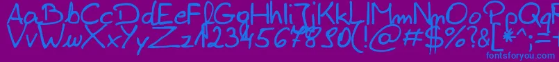 フォントZaiEdsloppysimple – 紫色の背景に青い文字