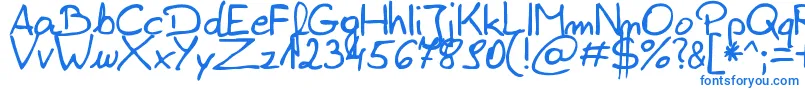 ZaiEdsloppysimple-Schriftart – Blaue Schriften auf weißem Hintergrund