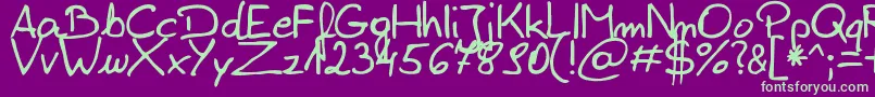 Шрифт ZaiEdsloppysimple – зелёные шрифты на фиолетовом фоне