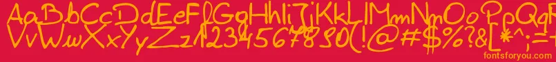 ZaiEdsloppysimple-Schriftart – Orangefarbene Schriften auf rotem Hintergrund