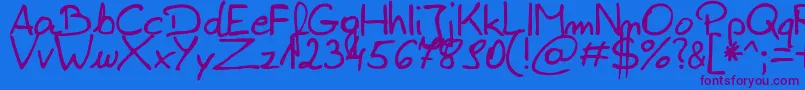 ZaiEdsloppysimple Font – Purple Fonts on Blue Background