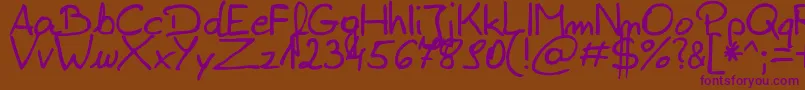 ZaiEdsloppysimple-fontti – violetit fontit ruskealla taustalla