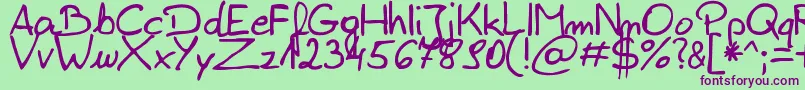 ZaiEdsloppysimple-Schriftart – Violette Schriften auf grünem Hintergrund