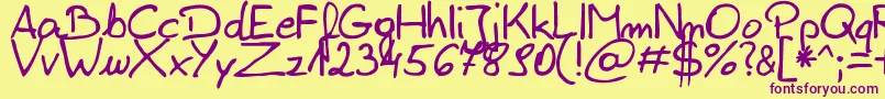 ZaiEdsloppysimple-Schriftart – Violette Schriften auf gelbem Hintergrund