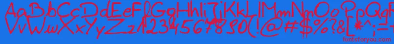 ZaiEdsloppysimple Font – Red Fonts on Blue Background