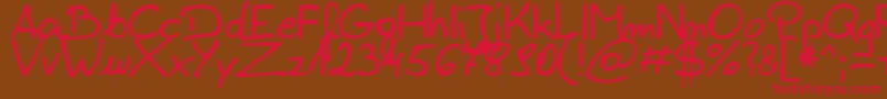 Czcionka ZaiEdsloppysimple – czerwone czcionki na brązowym tle