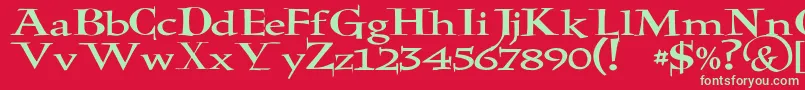 JmhHolyBible-Schriftart – Grüne Schriften auf rotem Hintergrund