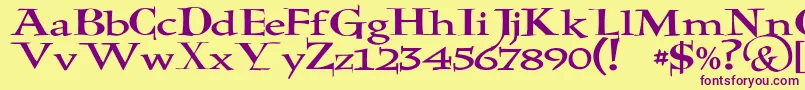 フォントJmhHolyBible – 紫色のフォント、黄色の背景