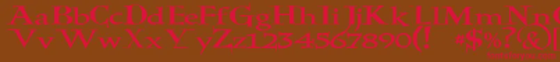 フォントJmhHolyBible – 赤い文字が茶色の背景にあります。