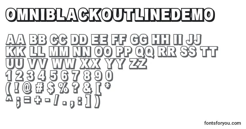 Шрифт OmniblackOutlineDemo – алфавит, цифры, специальные символы