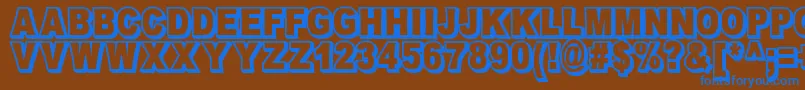 OmniblackOutlineDemo-fontti – siniset fontit ruskealla taustalla