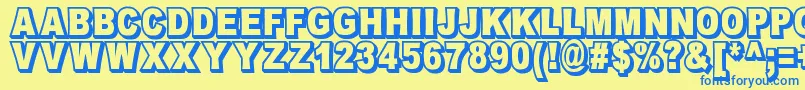 OmniblackOutlineDemo-fontti – siniset fontit keltaisella taustalla