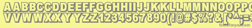 OmniblackOutlineDemo-fontti – harmaat kirjasimet keltaisella taustalla
