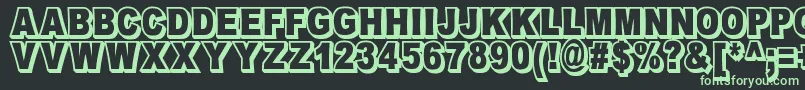 OmniblackOutlineDemo-fontti – vihreät fontit mustalla taustalla