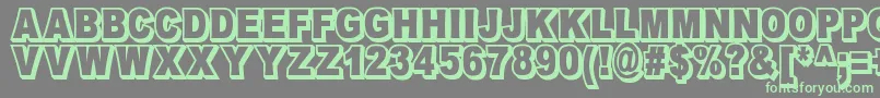 フォントOmniblackOutlineDemo – 灰色の背景に緑のフォント