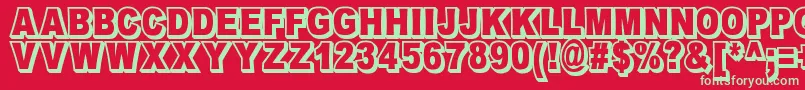 OmniblackOutlineDemo-fontti – vihreät fontit punaisella taustalla
