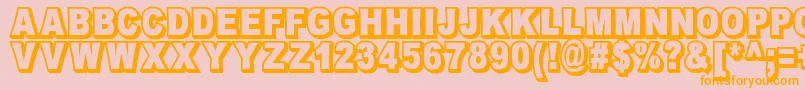 フォントOmniblackOutlineDemo – オレンジの文字がピンクの背景にあります。