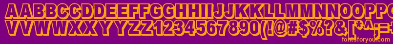 OmniblackOutlineDemo-fontti – oranssit fontit violetilla taustalla