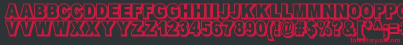 OmniblackOutlineDemo-fontti – punaiset fontit mustalla taustalla