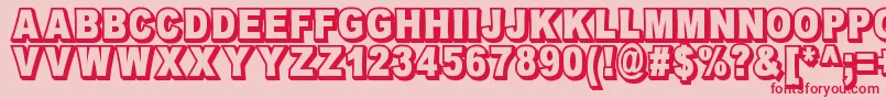OmniblackOutlineDemo-fontti – punaiset fontit vaaleanpunaisella taustalla