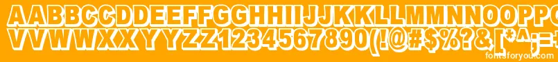 OmniblackOutlineDemo-fontti – valkoiset fontit oranssilla taustalla