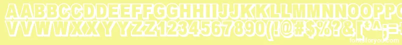 OmniblackOutlineDemo-fontti – valkoiset fontit keltaisella taustalla