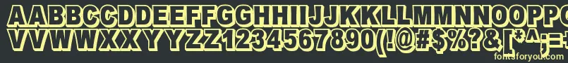 OmniblackOutlineDemo-fontti – keltaiset fontit mustalla taustalla