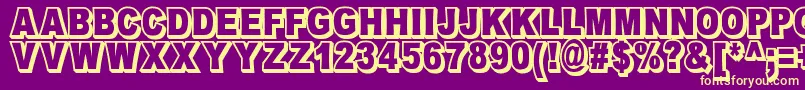 OmniblackOutlineDemo-fontti – keltaiset fontit violetilla taustalla