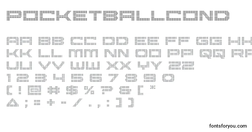 Schriftart Pocketballcond – Alphabet, Zahlen, spezielle Symbole