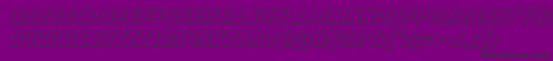 Cyborgroosteroutital-Schriftart – Schwarze Schriften auf violettem Hintergrund