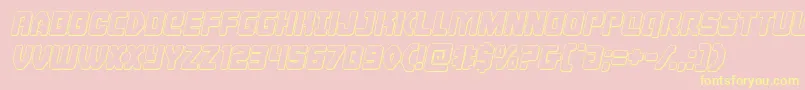 Cyborgroosteroutital-Schriftart – Gelbe Schriften auf rosa Hintergrund