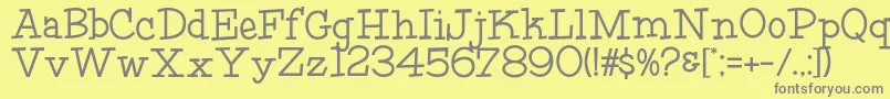 HffFourthRock-fontti – harmaat kirjasimet keltaisella taustalla